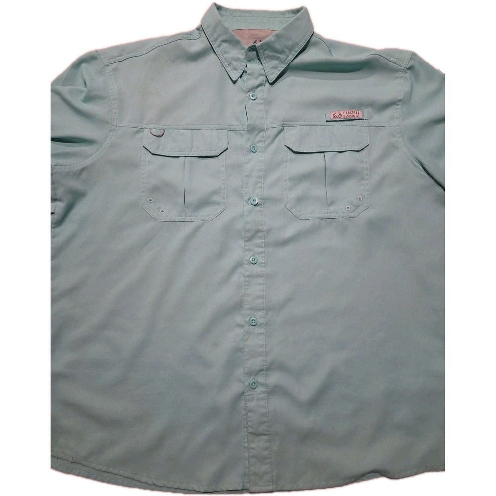 Realtree Fishing Short Sleeve Green Mens Size XL‎ BUTTON UP SHIRT